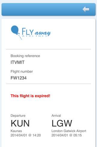 Figure 39. E-ticket stored on Flight attendant mobile app.