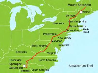 Katahdin, Maine *550 miles within Virginia (most of any state) *AKA Appalachian
