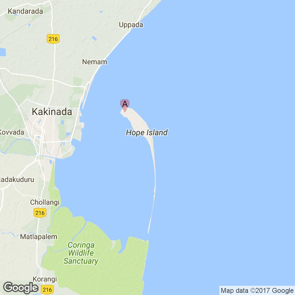 2 - Hope Island (Andhra Pradesh-E India) Indian Ocean - Bay of Bengal - East Coast of India - Kakinada (Cocanada) bay (Andhra Pradesh-E India) - Hope Island (Andhra Pradesh-E India) 16 57.01 N 82 21.