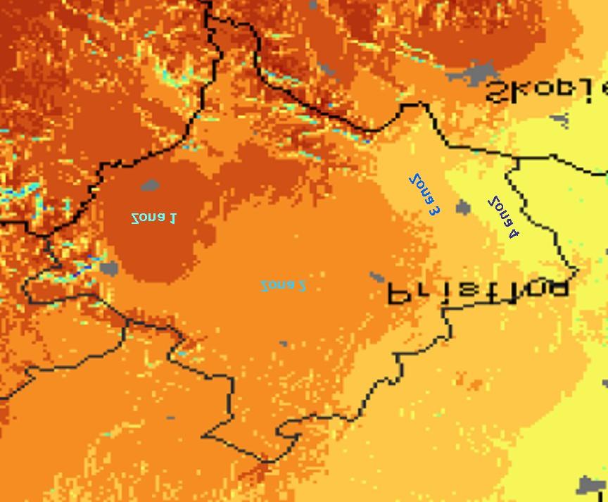 4.4 Kosovo climatic sub-zones According to the intensity of solar radiation, Kosovo can be divided into three or four generations or areas of rough solar radiation.