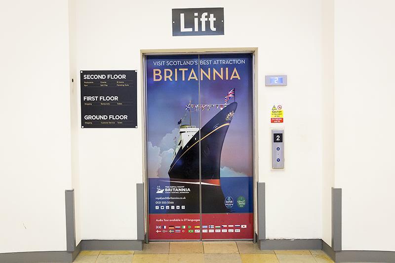 There is a lift on the left, which gives access to level 2, where the Britannia visitor centre is located.