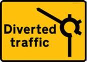 with sign 14 15 450 80 Diverted traffic Central Reservation Manor Roundabout at