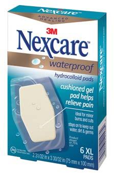 9 35 x 5 12/3 Nexcare Absolute Waterproof Adhesive Pad Ideal for waterproof protection of wounds such as cuts, minor burns, abrasions and scrapes Ideal for sensitive wounds requiring additional