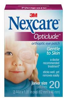 Eye Care Nexcare Eye Patches Nexcare Opticlude Orthoptic Eye Patch Gentle to skin Sticks well, yet removes easily Ideal for treating