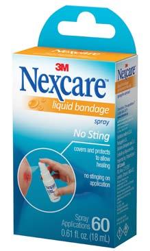 Bandages Nexcare No Sting Liquid Bandage No-sting formula Waterproof Ideal for larger scrapes and abrasions that are difficult to cover with traditional adhesive bandages LBS118-03 No Sting Liquid