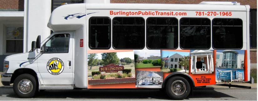Figure 6-25 Burlington Public Transit System Bus The Town of Burlington recently rebranded its system from the B-Line to Burlington Public Transit System, including a new look for its buses, in an