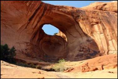 At a certain angle, one can see the Eototo (Hopi Chief Kachina) peer out through the arch. 7. Bowtie Arch 38.580715-109.