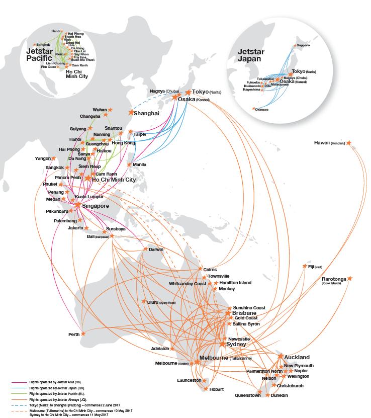 JETSTAR GROUP Substantial Jetstar Footprint Throughout Asia Pacific 200M+ passengers since inception 82 destinations 16 countries 177 routes 129 aircraft 51%