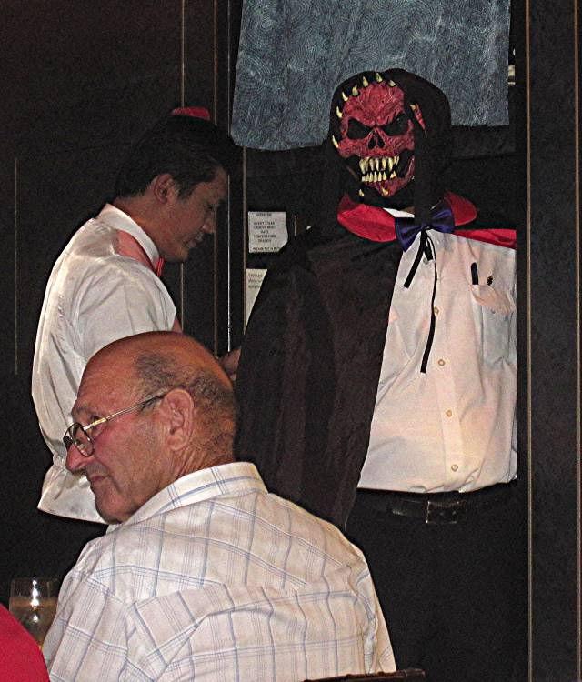 Nestor, the wine steward was probably the scariest with this outfit.