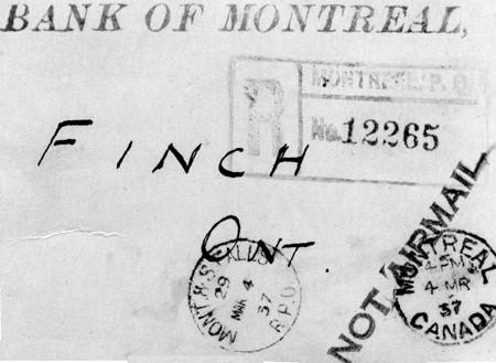 Bank overpayment with old airmail stamps, Montreal
