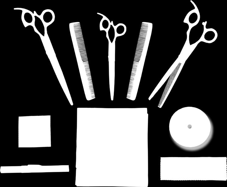 DELUXE BARBER KIT INCLUDES: (1) cutting 7, (1) 6.