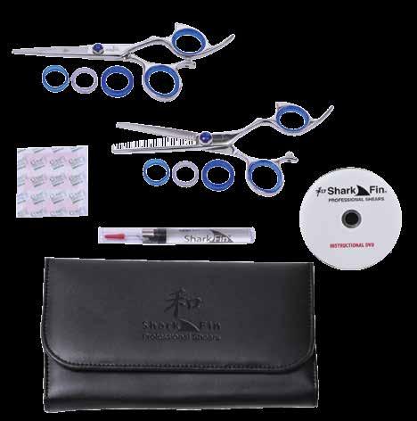 Shark Fin Student Kits The only patented shear in the world that will start your students out with proper scissor form which allows them to learn quicker.