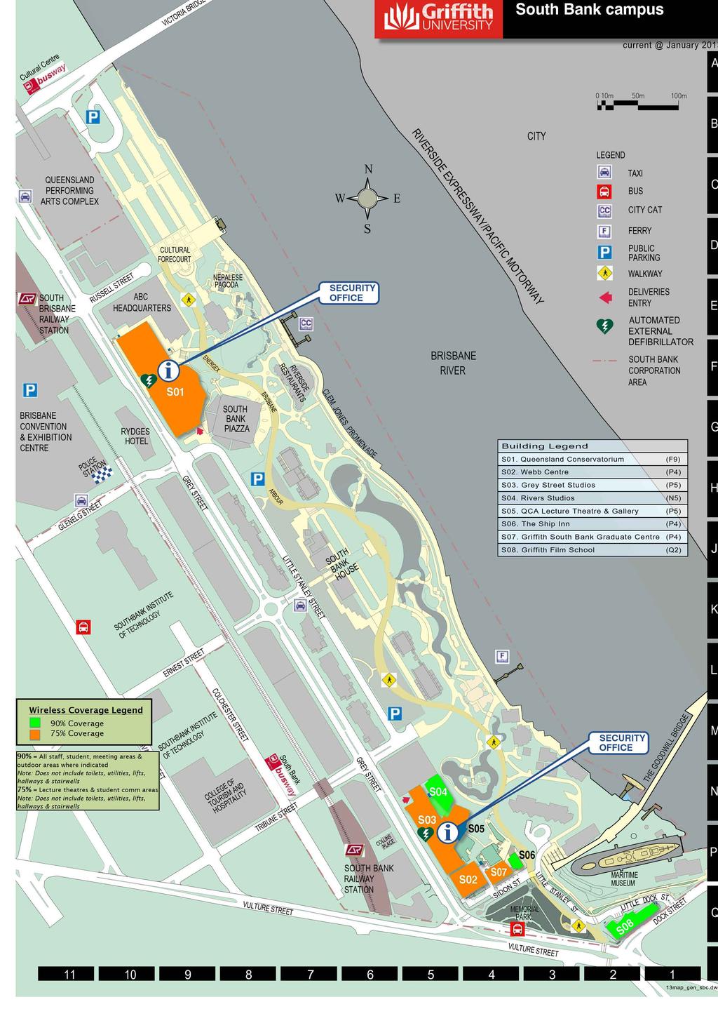 Griffith University South Bank Campus Map Wireless Coverage The