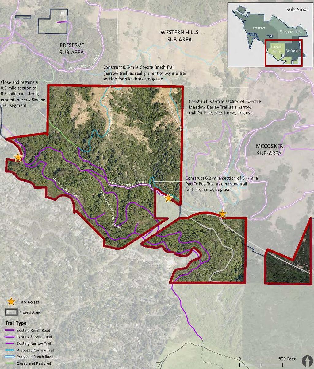 Huckleberry Proposed Trails Close, restore & realign trail