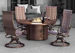 Below are a few popular configurations. 5-piece dining set: Seats four. Four dining chairs and a 54" dining fire table. Ideal rug size: 9 ft 4-piece conversation set: Seats four.