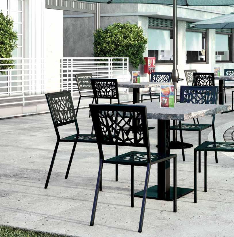 product feature The Echo café chairs stack 4-6 chairs high! A metal and padded seat option is available for all Echo chairs.
