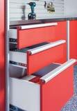 Available in Granite (above) and Red (below), powder coated cabinets are