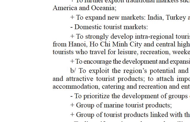 l ss ut> nos 01-03/Ft>bruary 2015 OFFICIAL GAZETTE 13 4. Major development orientations al To concunently develop domestic and international tourist markets.