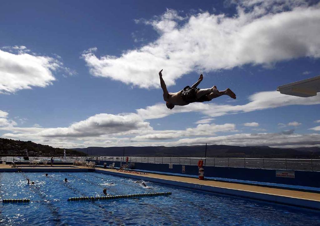 OUR MARKETS Gourock outdoor pool Inverclyde Sitting on the banks of the river Clyde, Gourock outdoor pool is a salt water pool, heated to 29 ºC. with spectacular views of the Clyde estuary.