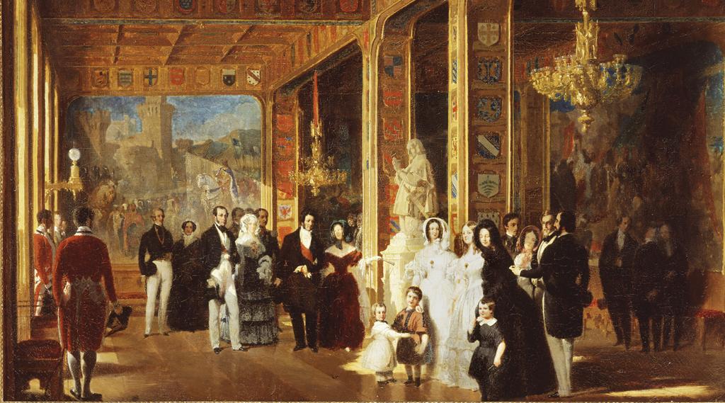 Louis-Philippe, the Royal Family and King Leopold I visiting the Crusades rooms, by Prosper Lafaye.