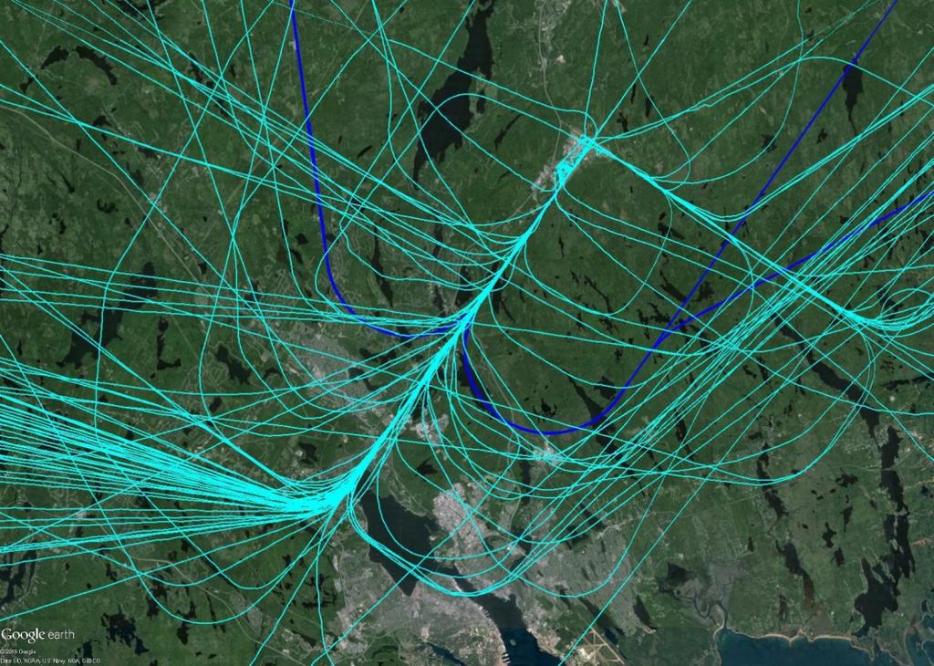 3.0 Overview of Proposed Changes to Routes The proposed RNP AR approaches have been designed to mirror the downwind and final approach of existing flight paths with the base leg arc located within