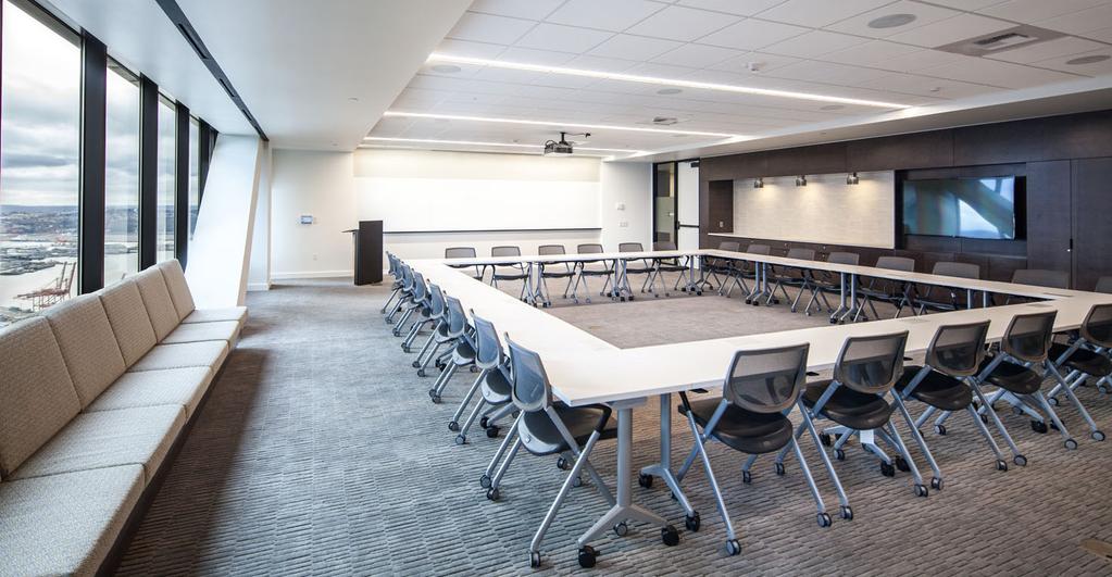presentation systems and seating for up to 100, as well as a board room