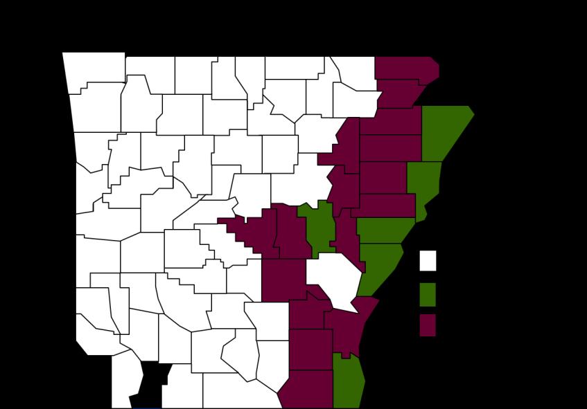 The top five counties planted 65% of Arkansas total cotton acres.
