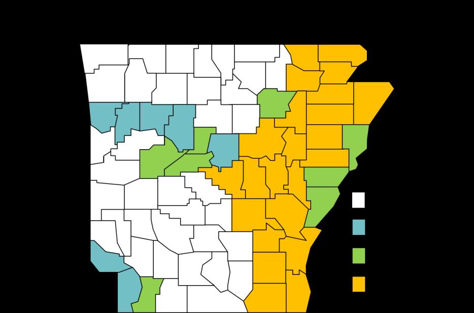 The top five counties planted 31% of Arkansas total corn acreage.