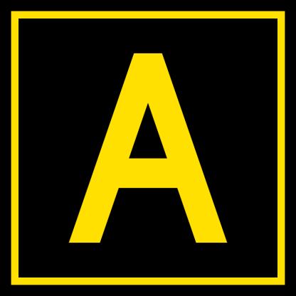 LOCATION SIGNS AND MARKINGS Black background with yellow letters