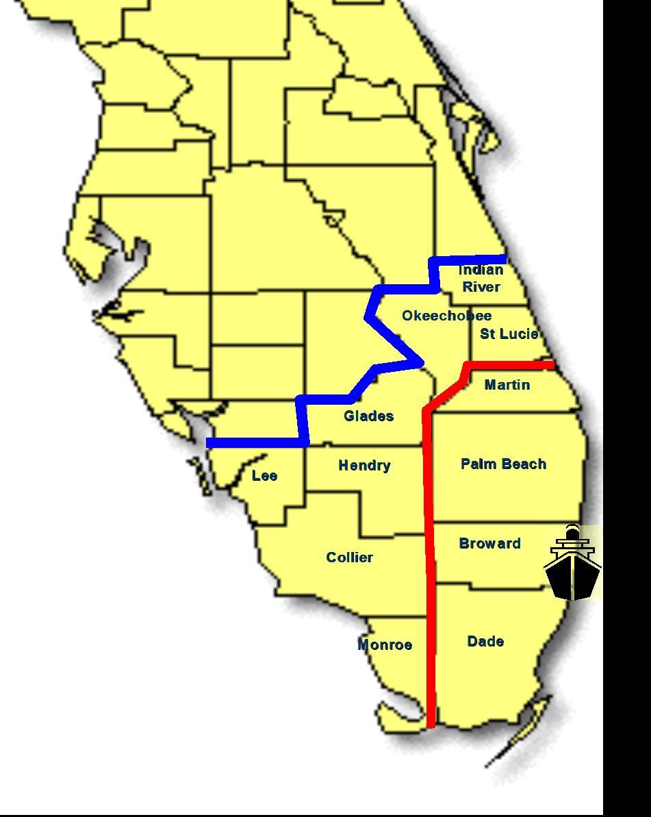 Counties Served by Port Everglades Red line indicates counties 100%