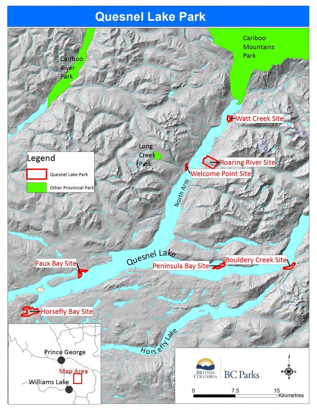 Figure 2: Map of Quesnel Lake Park