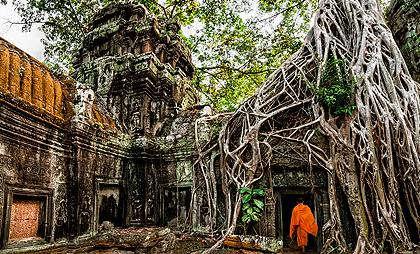 We will then continue on to visit the fabulous Ta Prohm embraced by the roots of the enormous fig trees and gigantic creepers.