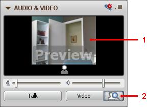 Nte: If yur Audi & Vide panel is in its cllapsed state, it will autmatically be expanded when yu preview r transmit vide. Previewing Vide T preview vide, click n the Preview buttn.
