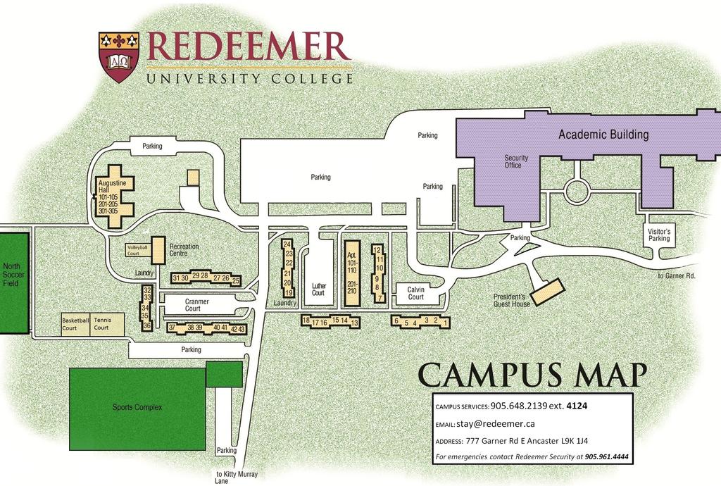 Park here for check-in and all event parking needs. Redeemer University College is an easy campus to walk. Limited shuttle service will be available.