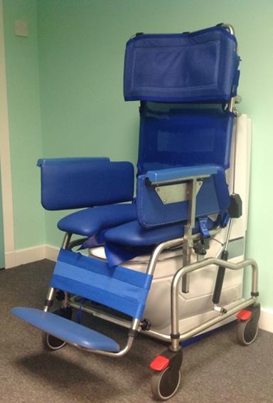 Care & Independance (Caledonian Care) Adult Tilt In Space Shower Chair Adjust anywhere between upright and 45 to