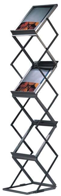 Indoor Displays LITERATURE STAND Complete with clear acrylic trays and brushed aluminum finishing, the Literature Stand