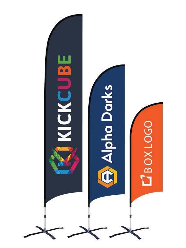 Flag Systems The Teardrop / Feather Flag is an innovative flying banner that is truly element defying. Its design ensures that the high impact branded message is always visible.