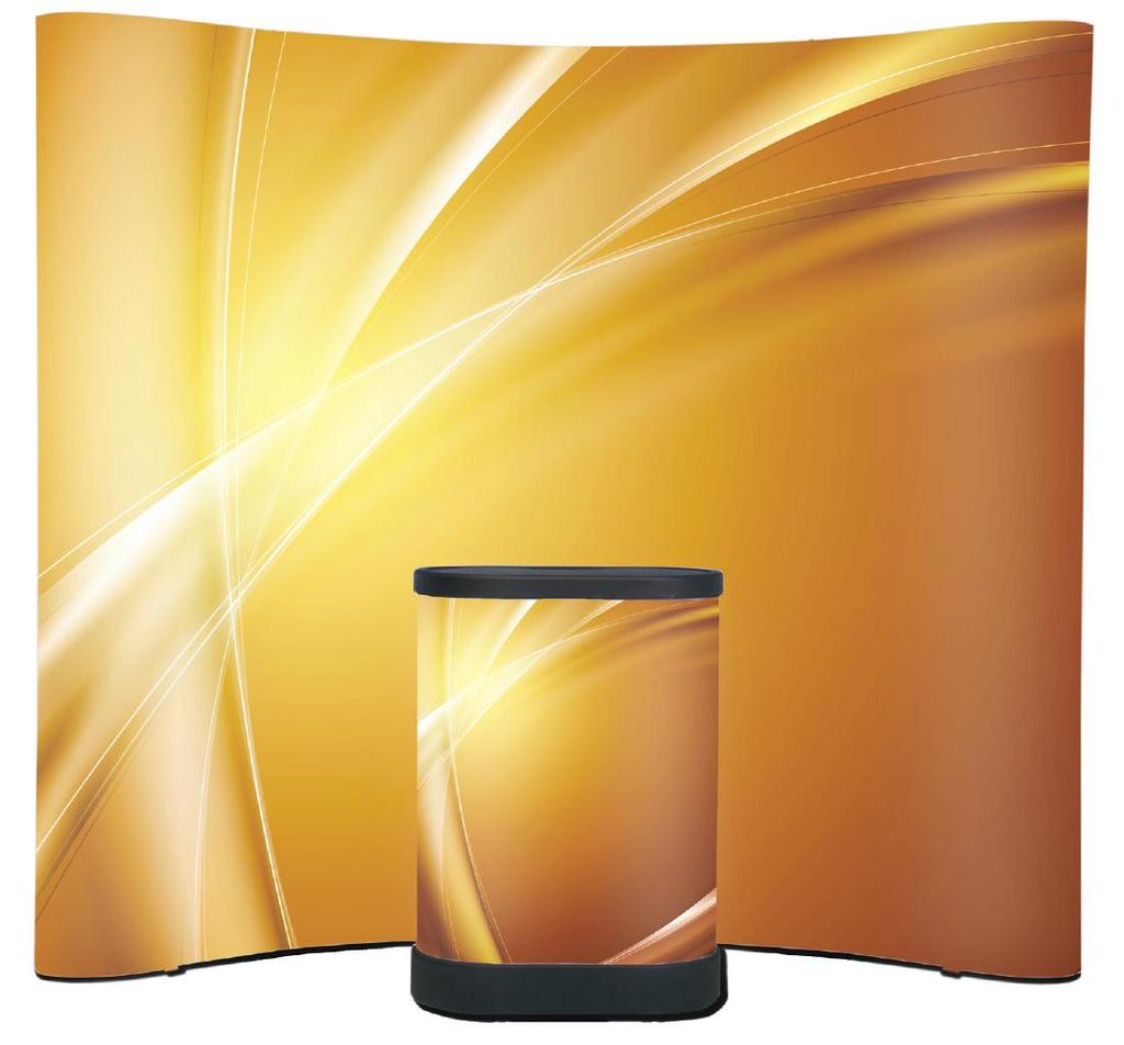 EXHIBITION SYSTEMS CROYDON Pop-Up Display Optional lights available Optional countertop available A strong and lightweight curved aluminum pop-up system, the