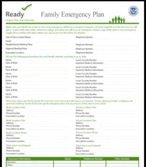 You may not be together when an emergency happens Plan in advance how to