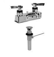 00 4 Centerset with 4 Cast Spout and SANIGUARD Cross Handles Valves Pop-Up Hole and