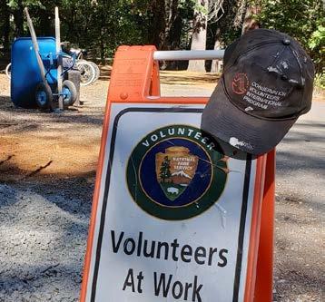 The volunteers assisted the National Park Service (NPS) in restoring approximately 500 yards of an eroded section of the Happy Isles ADA-accessible trail; preparing a new embankment (~250 yards) for