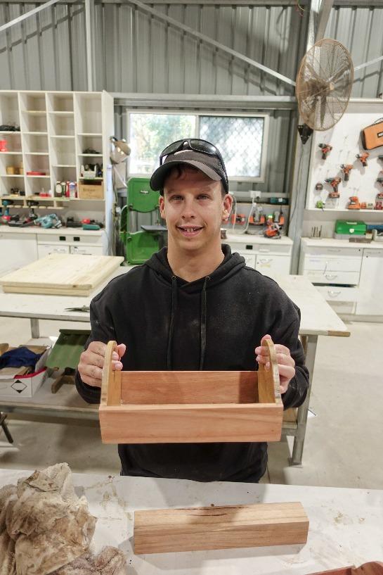 In the past they have made a resin inlay chopping board. Rod says Jordan really likes coming to the Men's Shed.