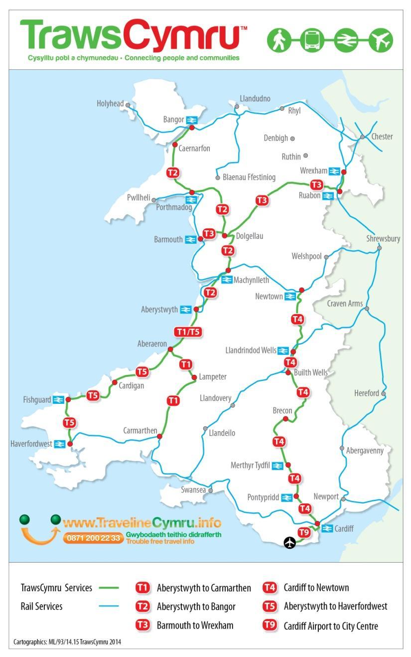 3.12.9 Cross-border bus services are important and Welsh Government will be encouraging local authorities to consider how best to join up services. 3.12.10 A review of the TrawsCymru longer distance