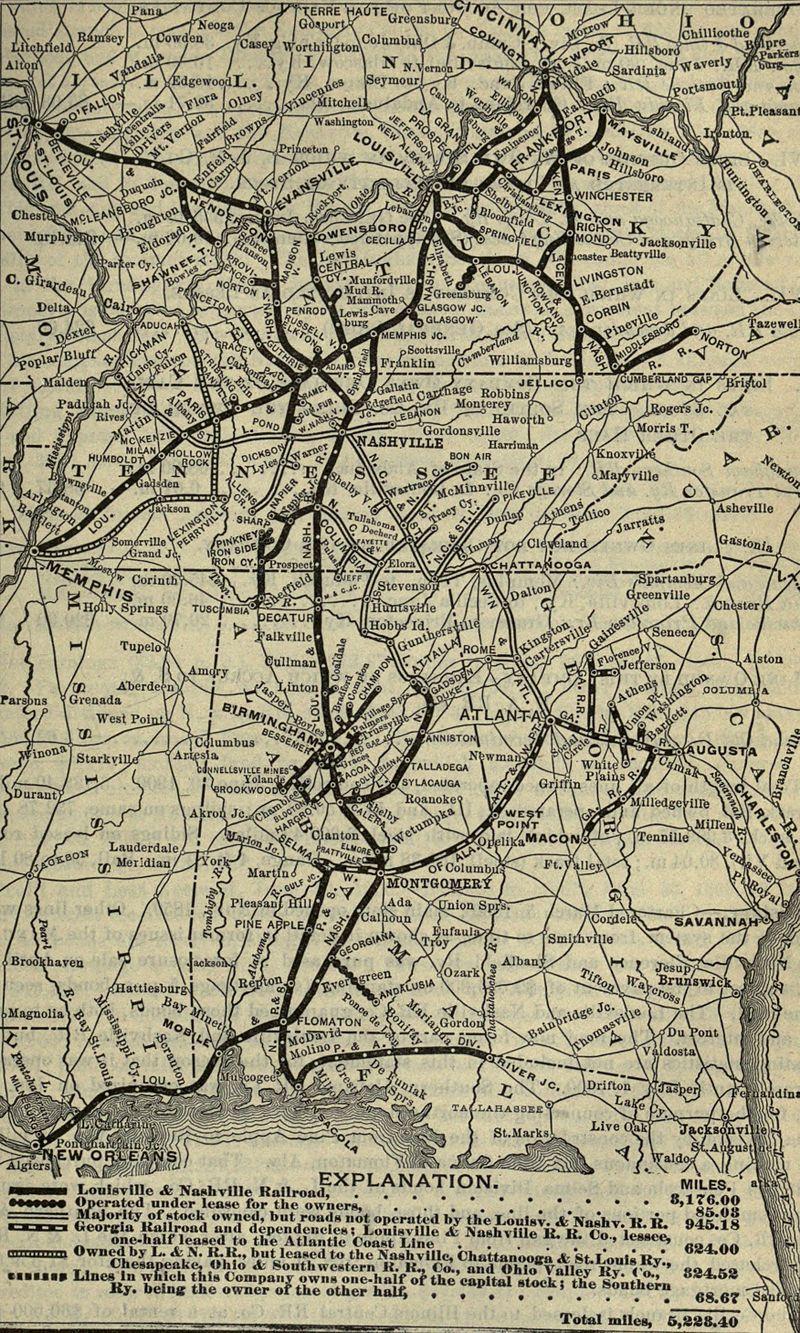 Lesson 53: Tennessee Railroads The Louisville and Nashville Line 1859 Line completed between Nashville and Louisville KY Helped connect