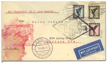 Estimate $150-200 1834 Uru guay, 1930 (May 25 - June 6), Graf Zep pe - lin Flight, Rio de Ja neiro - Friedrichshafen, cover from Montevideo - Berlin cover, on special Zeppelin