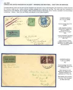 1948 New Zea land, 1930 NZ Ac cep tan ces of Air - mail to be flown by ANA in Aus tra lia (NZAMC 36j, 36l).