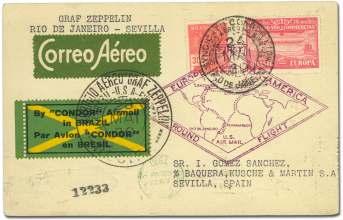 World Airmail Covers: Zeppelin Flights 1812 Brazil, 1930 (May 25-26), Graf Zep pe lin Flight, Rio de Ja neiro - Recife, black flight ca chet on re