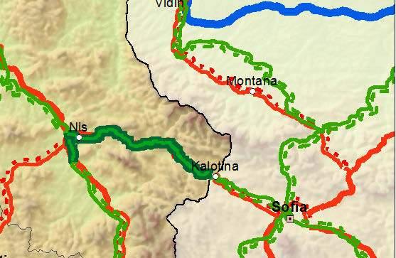 Map of Niš Dimitrovgrad border with Bulgaria Rail Interconnection.