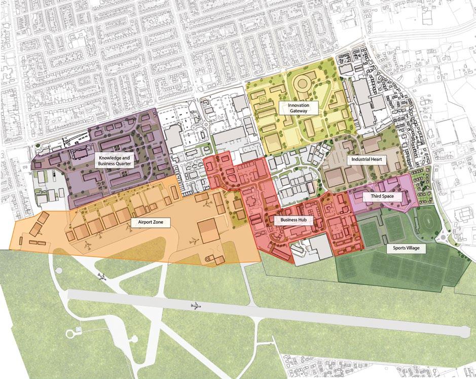 residential use on the eastern perimeter. The Masterplan has identified six interconnected character zones which each contribute to the wider area, whilst serving their own function: 1.