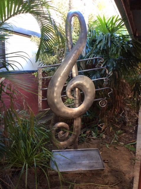 Centenary Treble Clef Project To commemorate the 2017 Centenary Celebrations a treble clef wrought iron sculpture commissioned to celebrate 100 years of music at Cairns State High School.